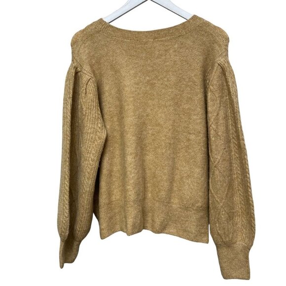 1.STATE Womens Sweater Size XXL Camel Tan Pullover Puff Sleeve Aran Knit - Picture 3 of 7